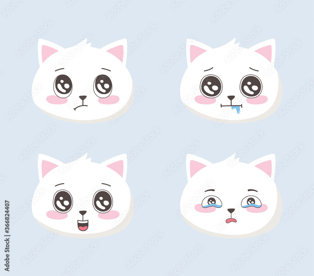 cute cats emoticons cartoon different faces animals funny cute cats emoticons cartoon different faces animals funny