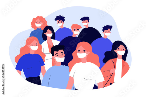 фотографія Crowd of people wearing medical face masks