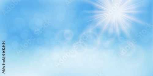 Blue sky with clouds and sun. Bokeh and rays of light. Summer season. Nice weather. © 151115