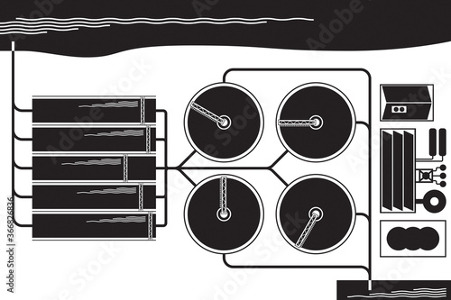 Water treatment plant from above - vector illustration