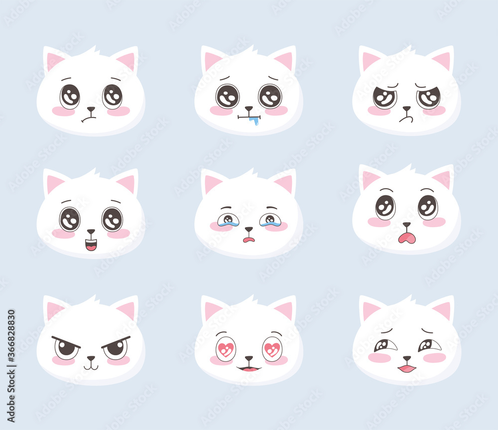 cute cats emoticons cartoon various faces animals funny cute cats emoticons cartoon various faces animals funny
