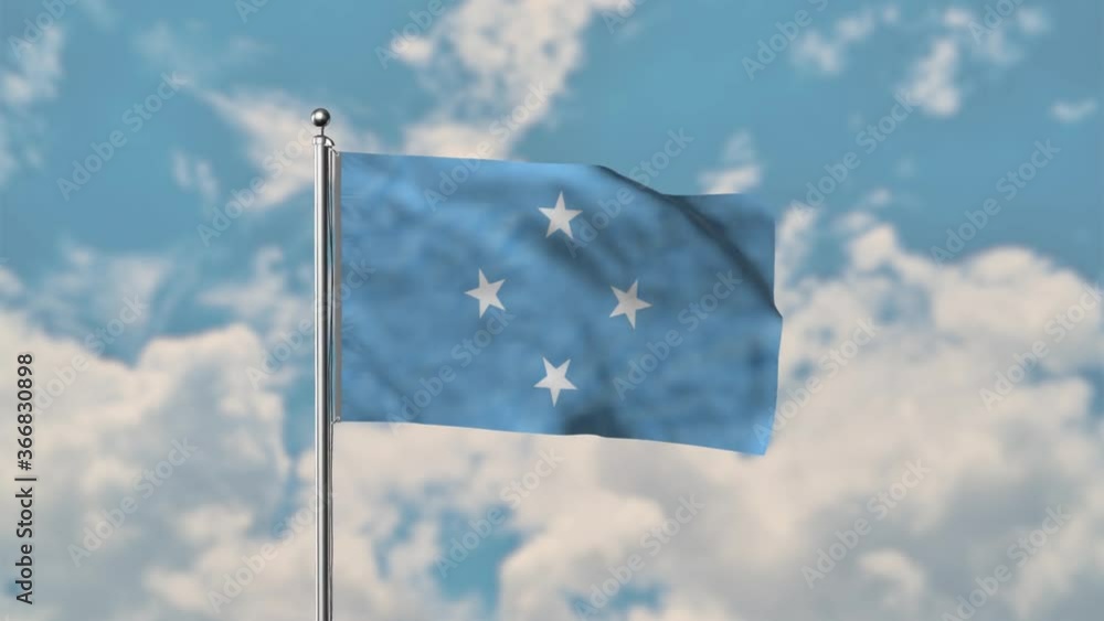 Micronesia flag waving in the blue sky realistic 4k Video. Micronesia flag waving in the blue sky realistic 4k Video.