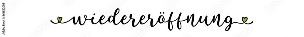 Handgeschriebenes Wort Wiedereröffnung als banner, logo. Lettering für Poster, Flyer, Web Banner