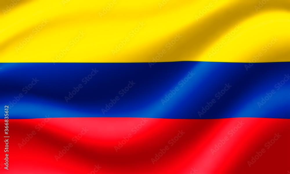 Flag of Colombia waving in the wind. Render 3D. Flag of Colombia waving in the wind. Render 3D.