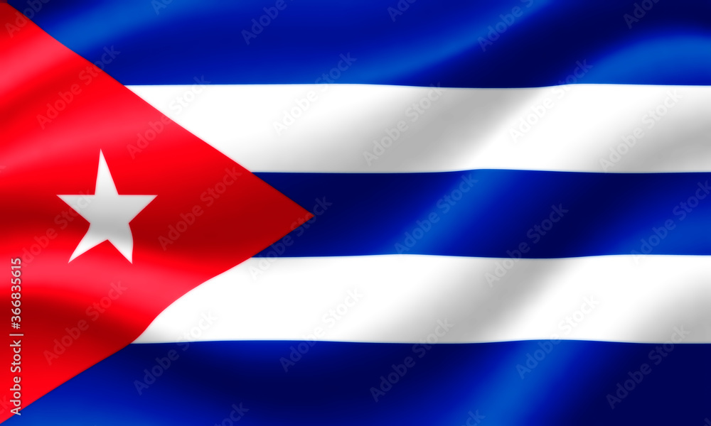 Flag of Cuba waving in the wind. Render 3D. Flag of Cuba waving in the wind. Render 3D.