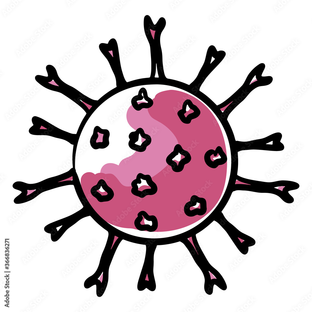 Fototapeta premium Hand-drawn coronavirus colored