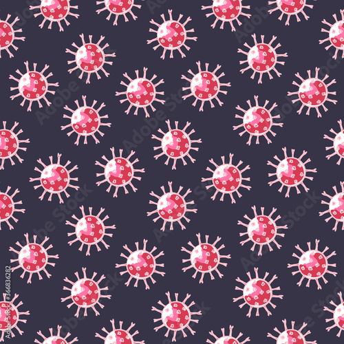 Seamless pattern with hand-drawn coronavirus