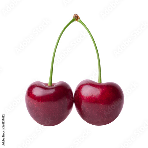 Ripe sweet cherry isolated on white background