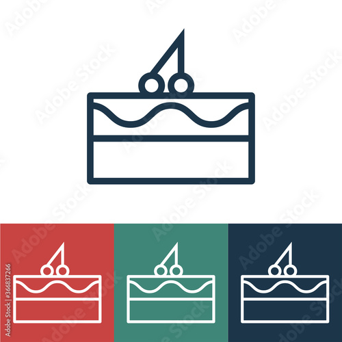 Linear vector icon with cake