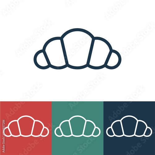 Linear vector icon with croissant
