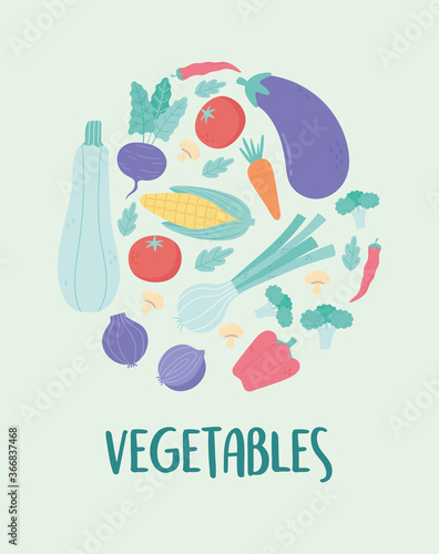 fresh cartoon organic various vegetables menu diet design