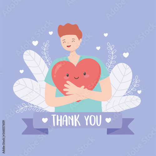 thank you doctors and nurses, male nurse hugs heart cartoon