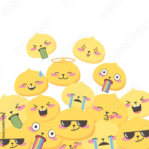social media emoji expressions faces cartoon collection