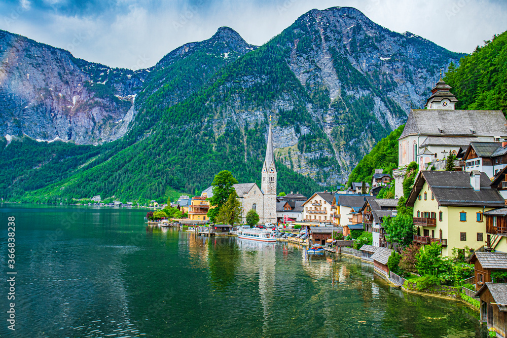A view of Hallstatt on the lake in the Salzkammergut 