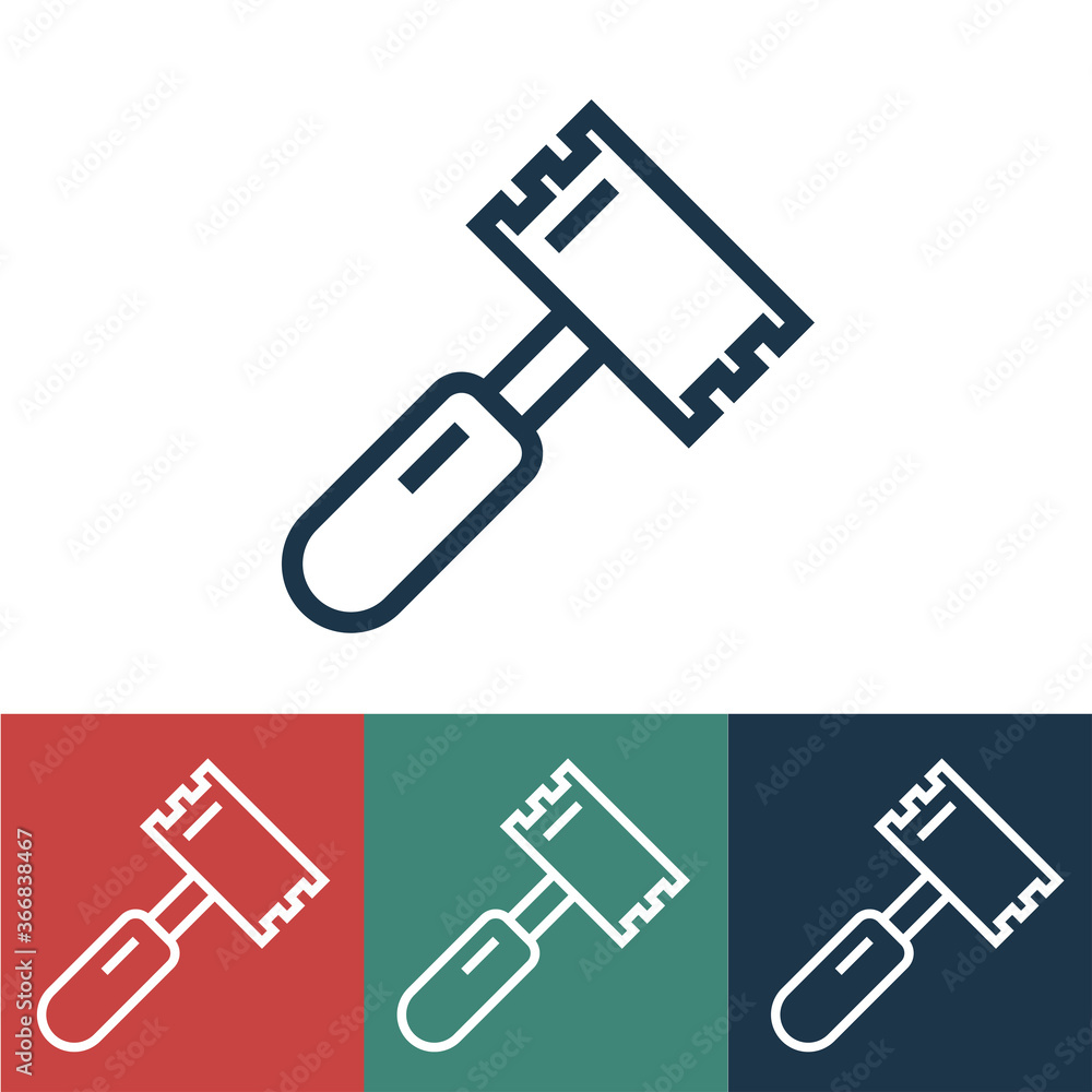 Linear vector icon with hammer for chops Linear vector icon with hammer for chops