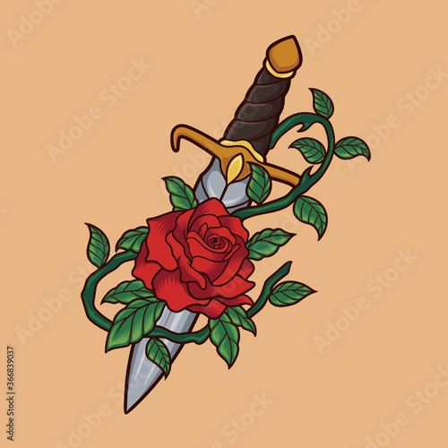 Knife dagger rose

