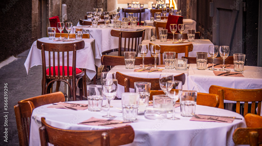 Small street restaurants in the historic district of Nice - travel photography