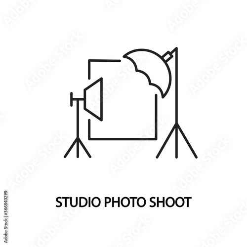 Studio photo shoot flat line icon. Photo session.
