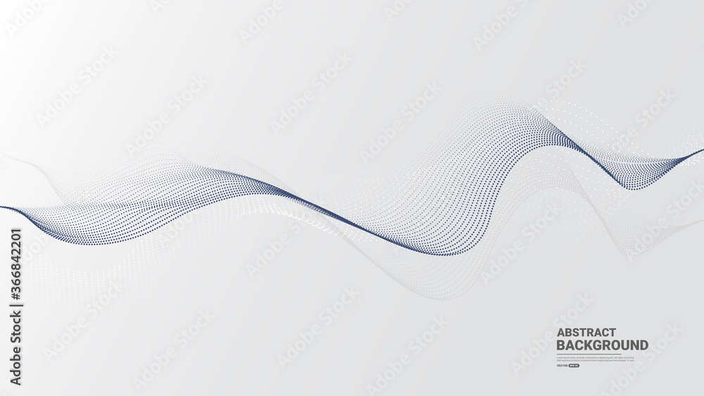 Grey white abstract background with flowing particles. Digital future technology concept. vector illustration. 