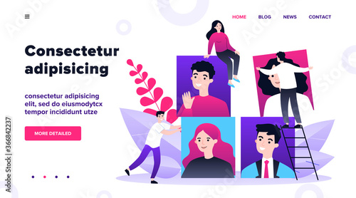 Recruiters analyzing job candidates. HR professionals changing employees pictures. Vector illustration for recruiting agency, business, human resource concept