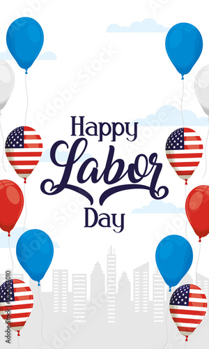 happy labor day celebration with balloons helium