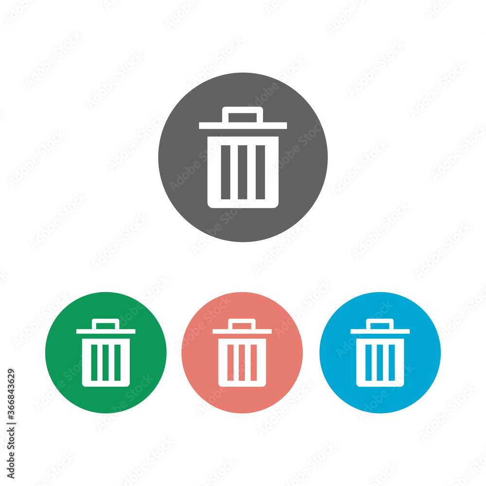 Delete icon set isolated on circle button Delete icon set isolated on circle button