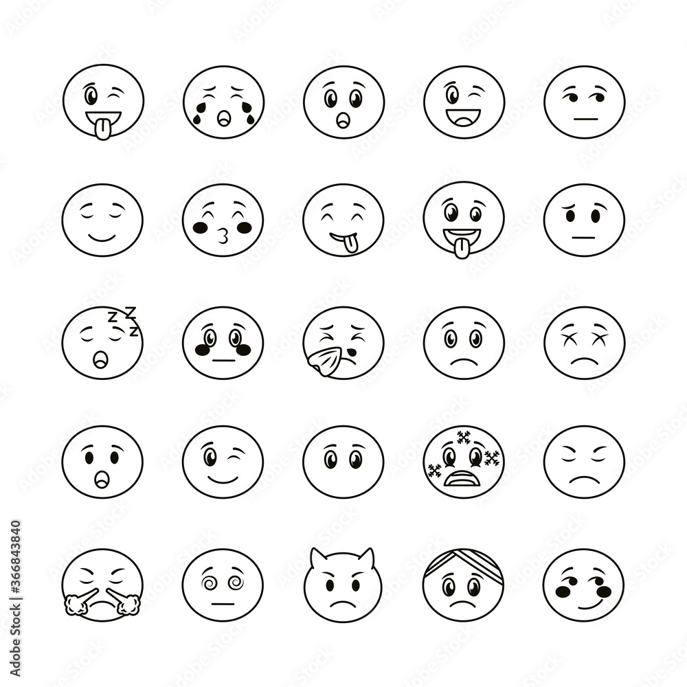 bundle of emojis faces set icons bundle of emojis faces set icons