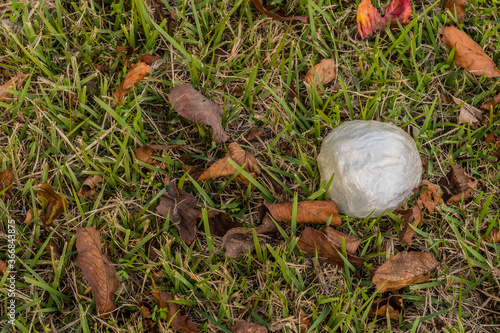 Ball of plastic cellophane tape photo