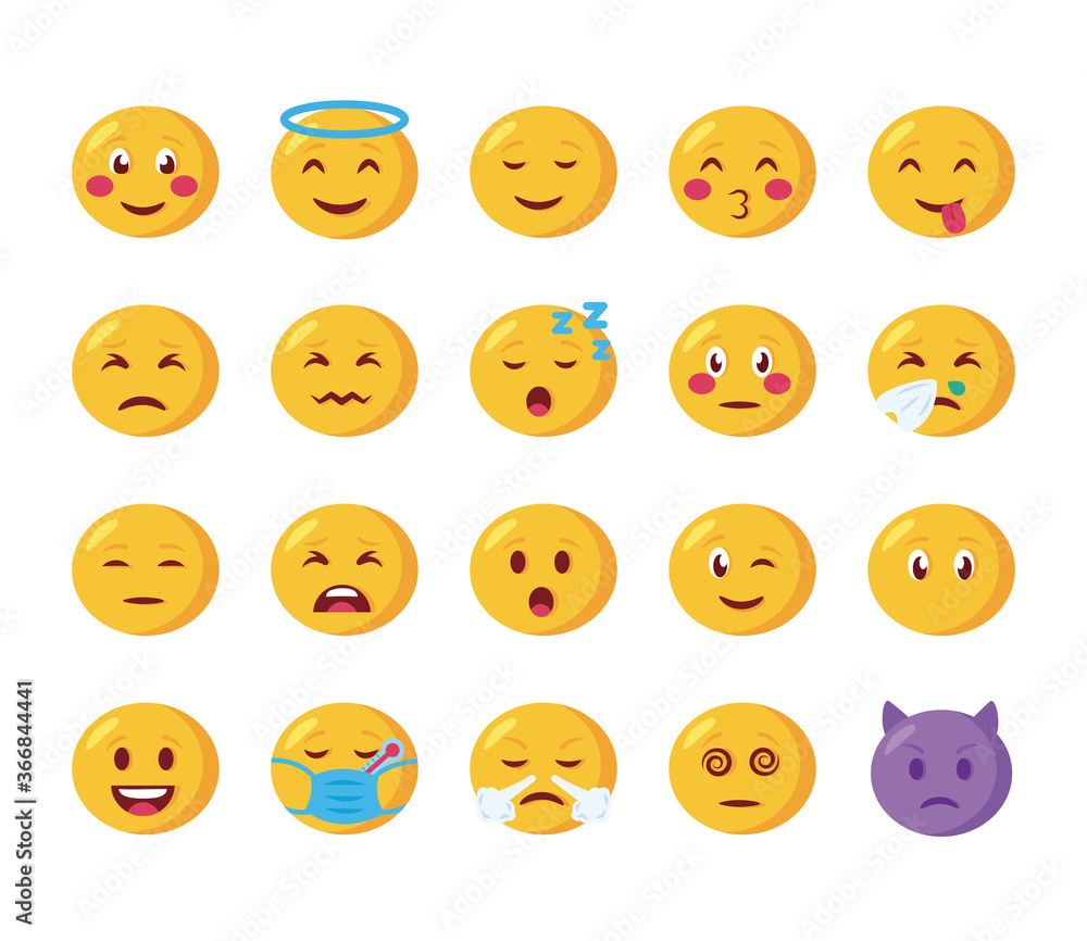 bundle of emojis faces set icons bundle of emojis faces set icons