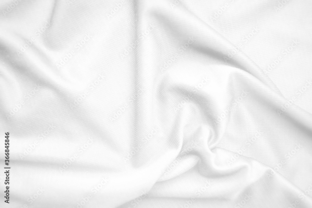 Abstract white fabric texture background. Wavy white cloth.