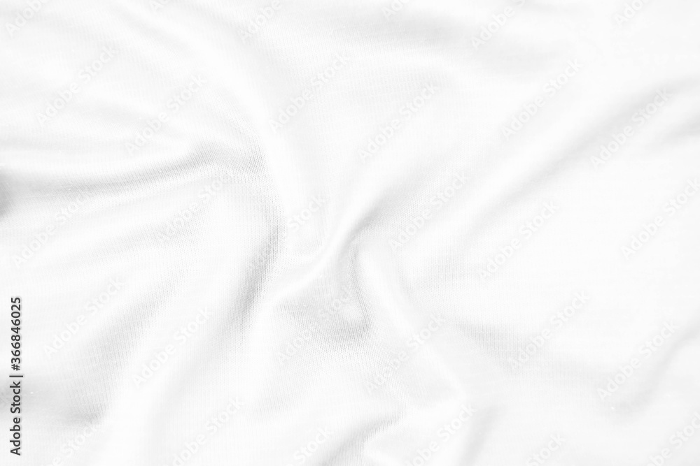 Abstract white fabric texture background. Wavy white cloth.