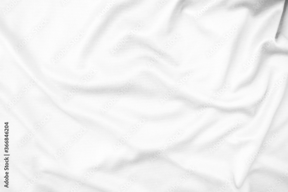 Abstract white fabric texture background. Wavy white cloth.