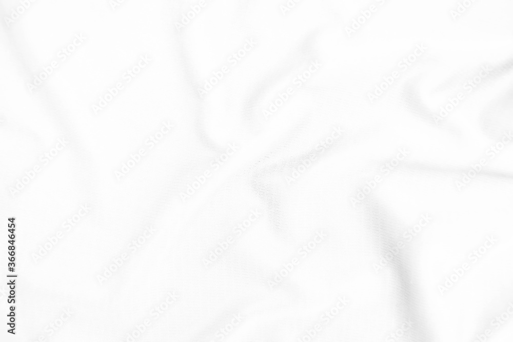 Abstract white fabric texture background. Wavy white cloth.