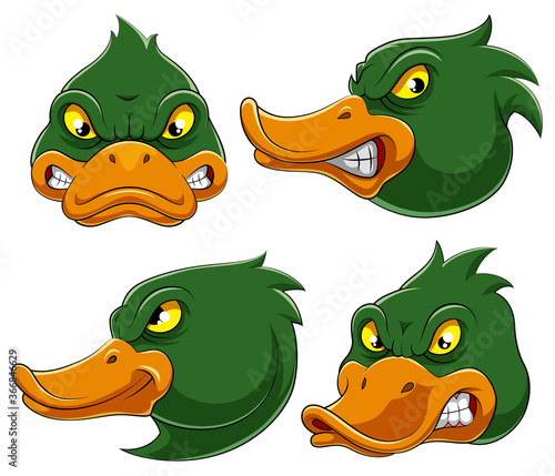 Set collection of angry duck Mascot