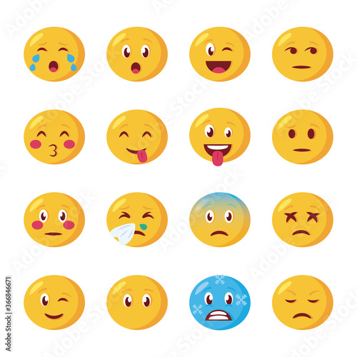 bundle of emojis faces set icons © Gstudio