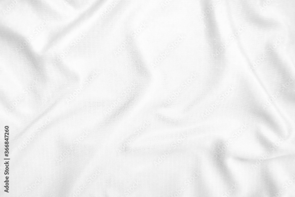 Fototapeta premium Abstract white fabric texture background. Wavy white cloth.