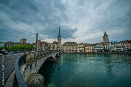 Skyline of the city of Zurich in Switzerland - travel photography © 4kclips