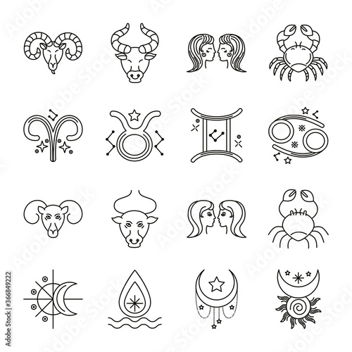 bundle of zodiac signs and symbols