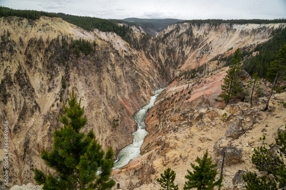 The Yellowstone River along the Grand Canyon of the Yellowstone in the national park