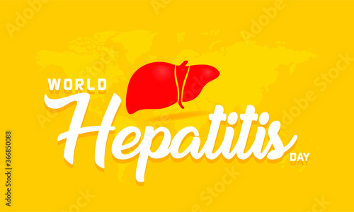 World Hepatitis Day Creative Design with Red Background and heart shape as well as world map