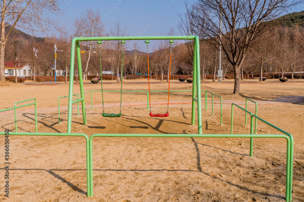 Green swing set