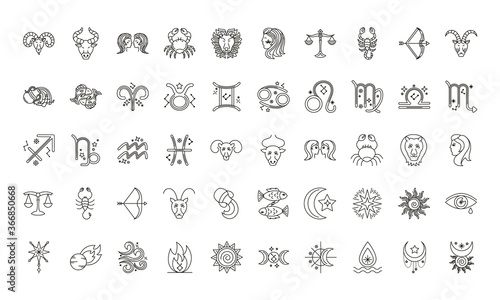bundle of zodiac signs and symbols