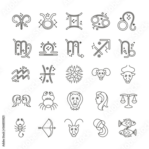 bundle of zodiac signs and symbols