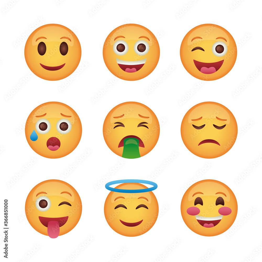 bundle of emojis faces set icons bundle of emojis faces set icons