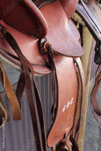 brown leather saddle