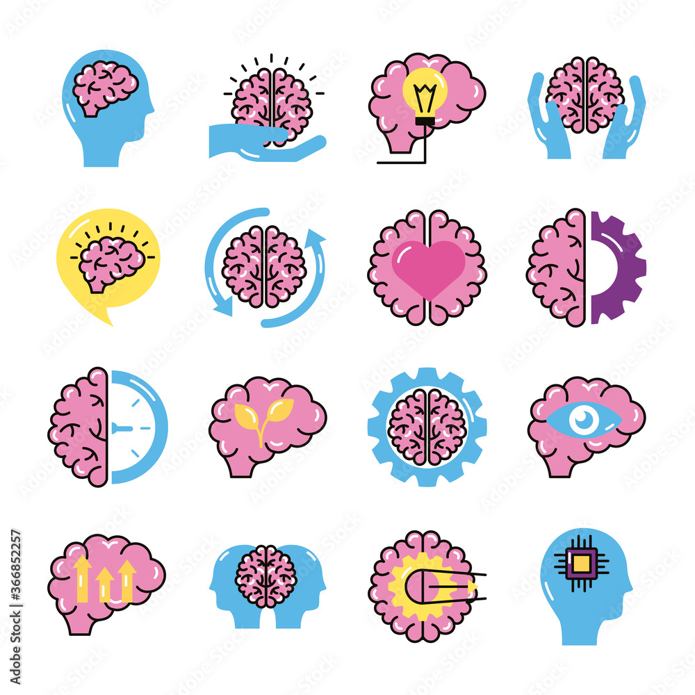 bundle of brains organs set icons bundle of brains organs set icons