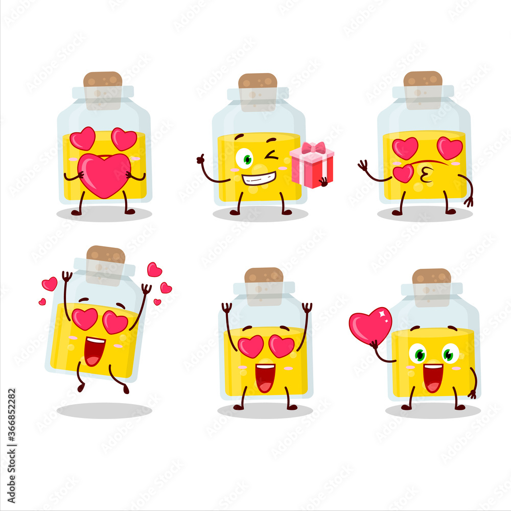 Yellow potion cartoon character with love cute emoticon Yellow potion cartoon character with love cute emoticon
