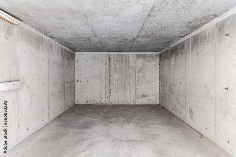 Perspective of Empty white basement concrete room. Perspective of Empty white basement concrete room.