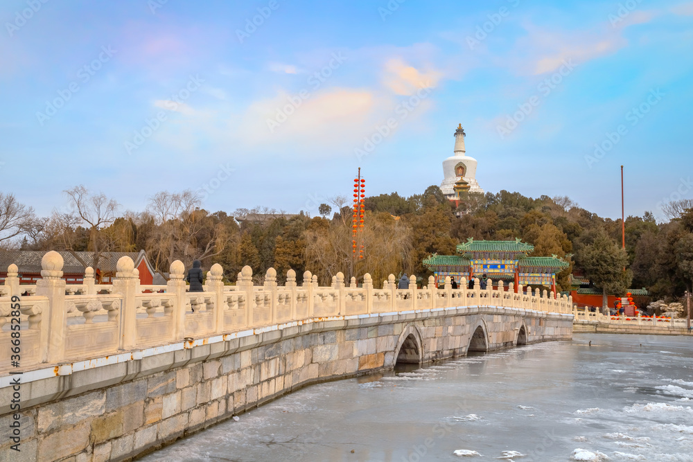 Yongan temple (Temple of Everlasting Peace) situated in the heart of Beihai park in Jade Flower Island. It's home to the White Dagoba - one of the most sacred Dagobas in Beijing