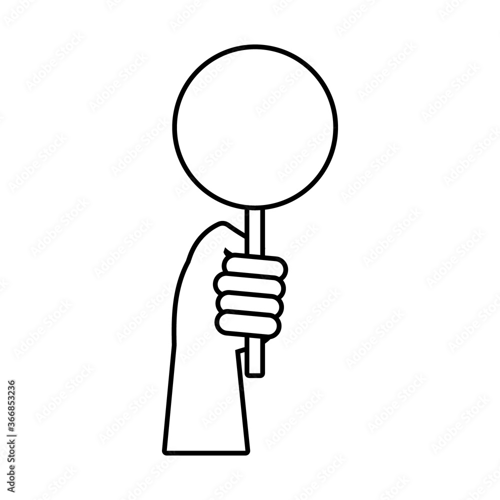 hand human with protest circular banner line style icon hand human with protest circular banner line style icon